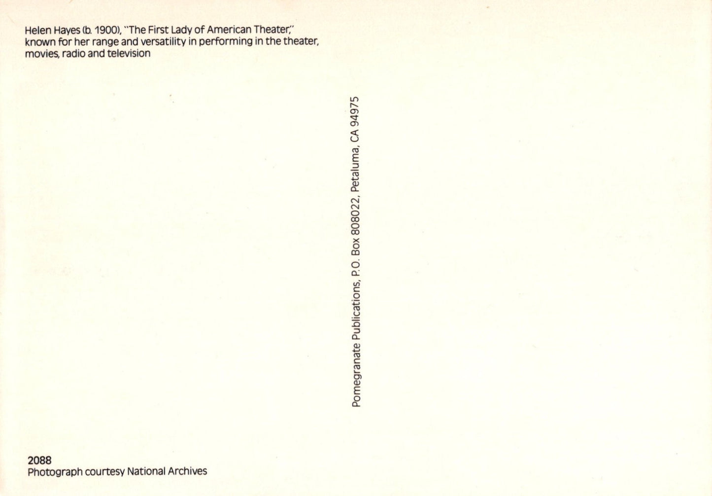 US Maxi Card FDC UA Helen Hayes, actress, Theater ZAYIX 0924M0162
