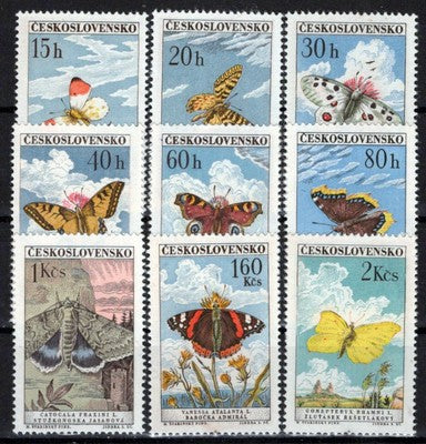 Czechoslovakia 1082-1090 MNH Butterflies Insects Zayix Stamps 0425S0084