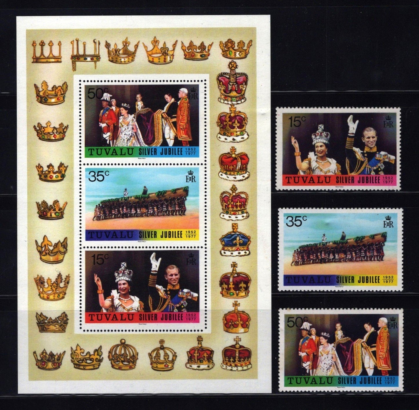Tuvalu 43-45a MNH Queen Elizabeth II Silver Jubilee Royalty ZAYIX 070922SM83