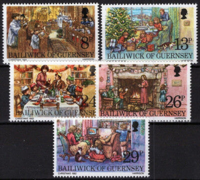 Guernsey 250-254 MNH Christmas Midnight Mass Exchanging Cards ZAYIX 021423S157M