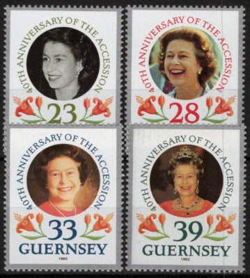 Guernsey 471-474 MNH Royalty Queen Elizabeth II Accession Throne ZAYIX 031023S19