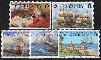 Guernsey 436-440 MNH Sailing Ships Exploration Lord Anson ZAYIX 031023S16M