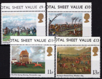 Great Britain 863-866 MNH Horses, Derby Paintings, Sports ZAYIX 021023S125M