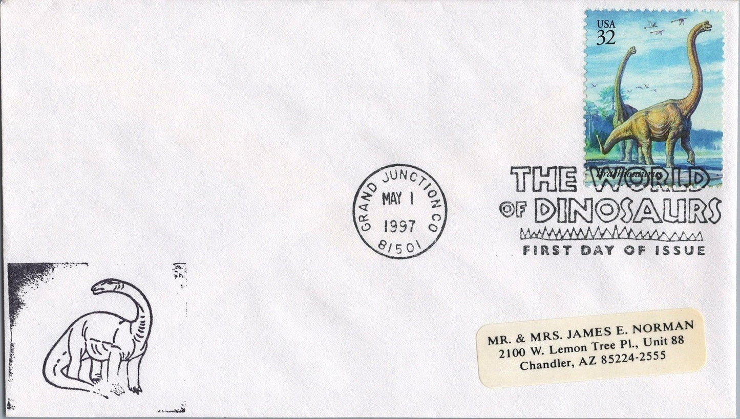US 3136 FDC Dinosaurs - Brachiosaurus World of Dinosaurs Jurassic Reptiles ZAYIX