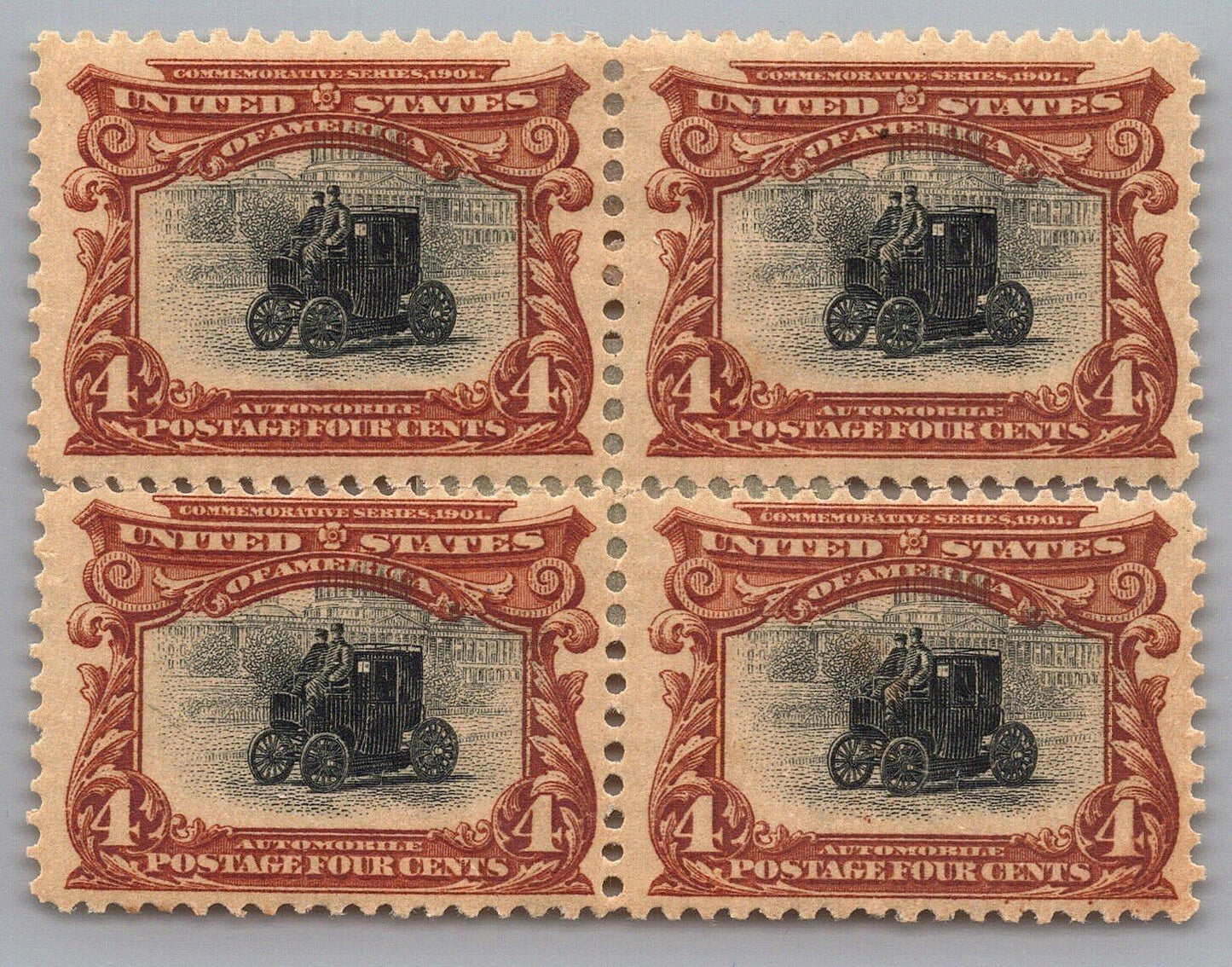 US 296 MH VF-XF block (perf separation on right) electric car ZAYIX 1223X0057