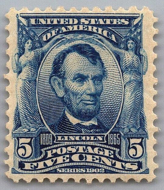 US 304 MH FVF 5c blue Lincoln Wmk 191 Perf 12 CV $60 ZAYIX 1223X0061