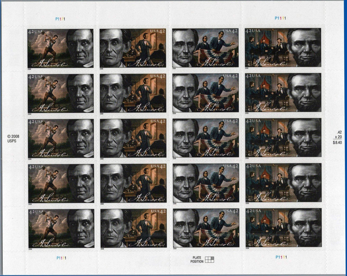 US 4380-4383 MNH Abraham Lincoln 16th President Sheet ZAYIX