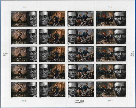 US 4380-4383 MNH Abraham Lincoln 16th President Sheet ZAYIX