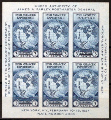 US 735 MNH Byrd Antarctic Expedition VF Issued Without Gum ZAYIX 031023SM26M