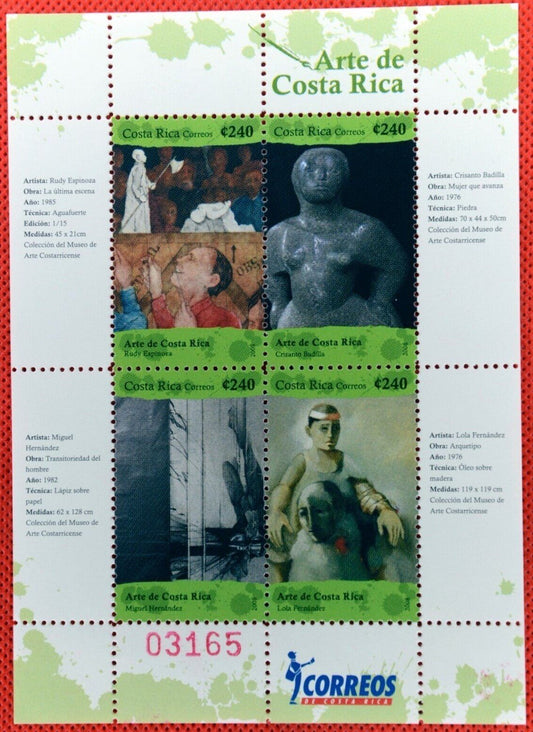 Costa Rica 621 MNH 2008 Art & Artists souvenir sheet ZAYIX 0825SB4282