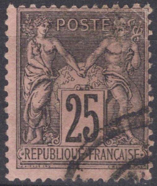 France 100 Used 25c blk pale rose Peace & Commerce 060823S06