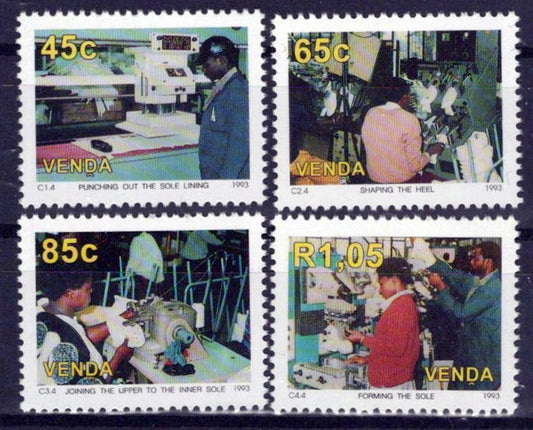 South Africa Venda 261-264 MNH Shoe Factory Industry Zayix Stamps 0325S128M