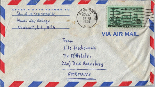 ZAYIX - United States Air Mail - 15c Plane over Liberty - Newport to Germany