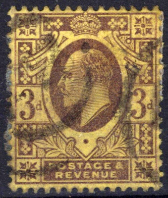Great Britain 132 Used Edward VII 3p Dull Purple Orange Yellow ZAYIX 040423S42