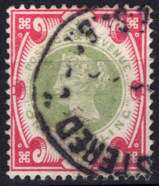 Great Britain 126 Used Queen Victoria 1sh Carmine Rose and Green ZAYIX 040423X43
