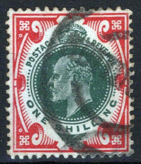 Great Britain 138a Used Edward VII 1sh Scarlet and Dark Green ZAYIX 040423X46