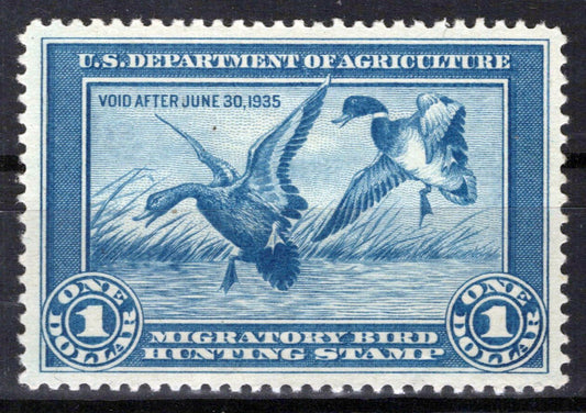 US RW1 MH XF $1 blue Mallards Alighting Duck Revenue Zayix Stamps 0225MAR0019
