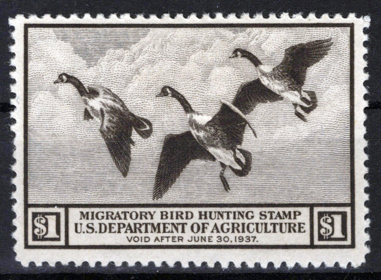 US RW3 MH F/VF $1 brown black Canada Geese Duck Revenue Zayix Stamps 0225MAR0021