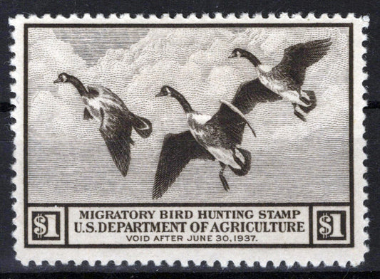 US RW3 MH F/VF $1 brown black Canada Geese Duck Revenue Zayix Stamps 0225MAR0021