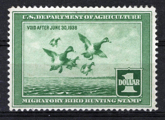 US RW4 MNH VF $1 light green Scaup Ducks Duck Revenue Zayix Stamps 0225MAR0022