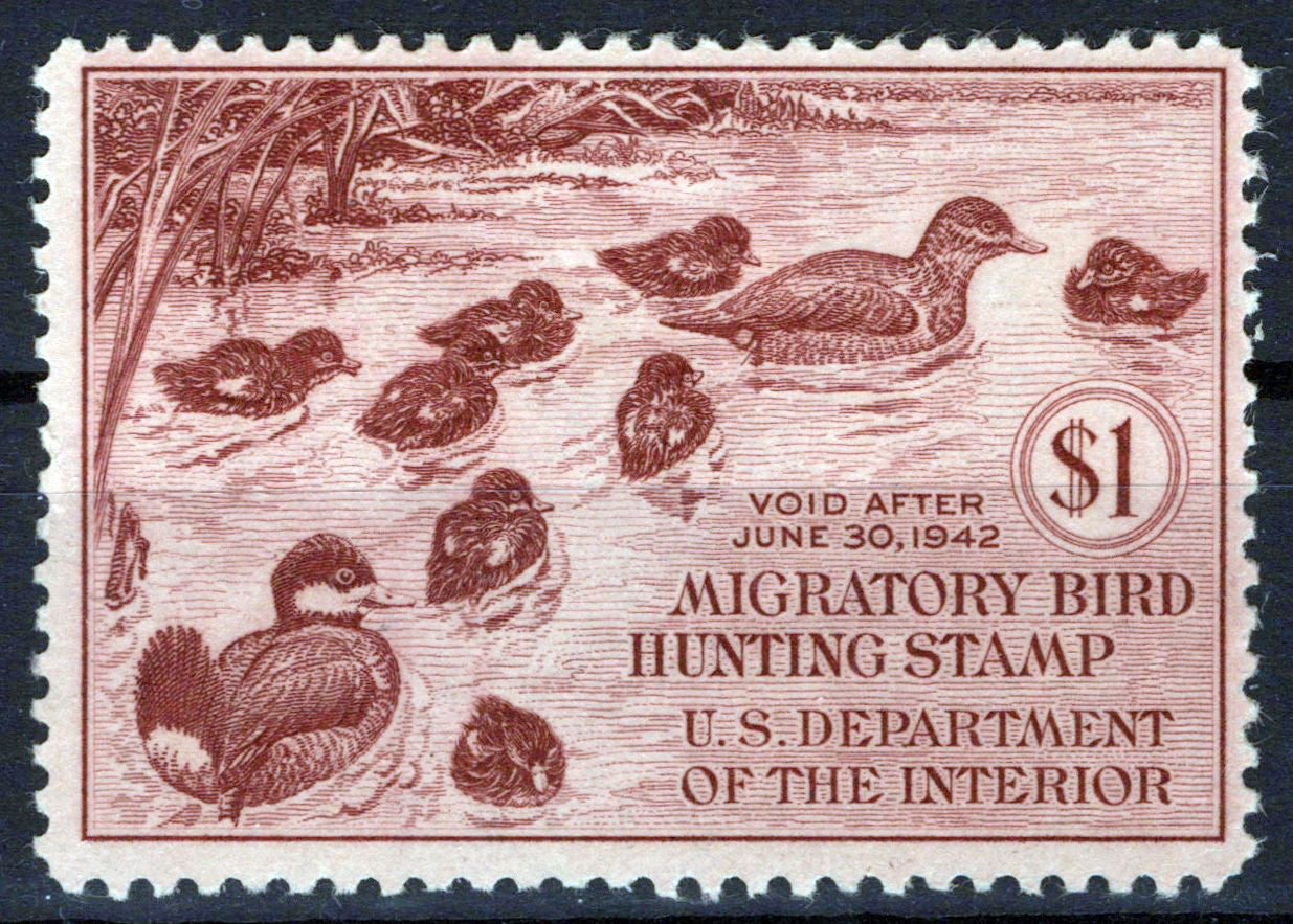 US RW8 MH FVF $1 brw carmine Ruddy Ducks Duck Revenue Zayix Stamps 0225MAR0026