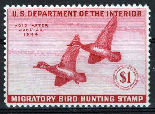 US RW10 MNH VF $1 deep rose Wood Ducks Revenue Zayix Stamps 0225MAR0028