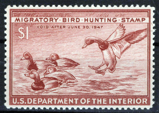US RW13 MNH VF $1 red brown Redhead Duck Revenue Zayix Stamps 0225MAR0031