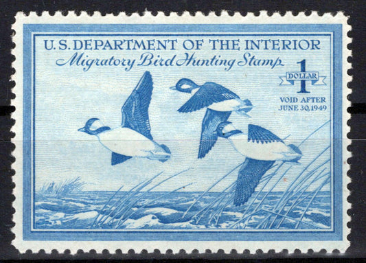 US RW15 MNH VF $1 bright blue Buffleheads Duck Revenue Zayix Stamps 0225MAR0033