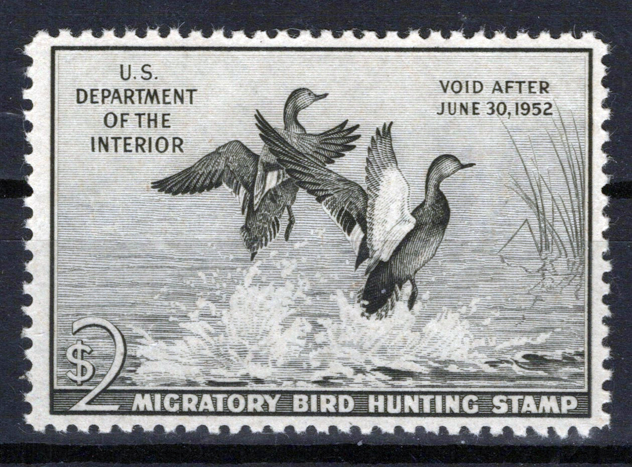 US RW18 MLH VF $2 gray black Gadwall Duck Revenue Zayix Stamps 0225MAR0036