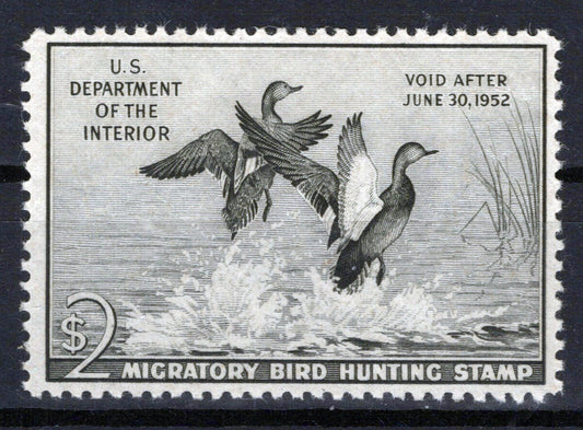 US RW18 MLH VF $2 gray black Gadwall Duck Revenue Zayix Stamps 0225MAR0036