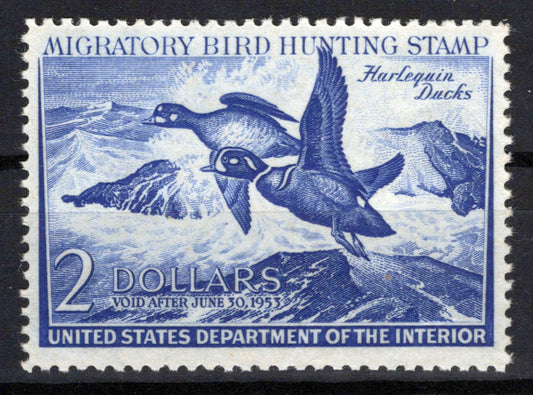 US RW19 MLH VF $2 deep ultra Haarlequin Duck Revenue Zayix Stamps 0225MAR0037