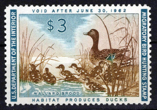 US RW28 MNH VF $3 Mallard Hen & Ducklings Duck Revenue Zayix Stamps 0225MAR0046