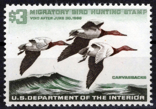 US RW32 MNH VF $3 Canvasback Drakes Duck Revenue Zayix Stamps 0225MAR0050