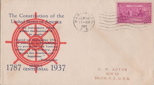 US MP 798-22a FDC Bronesky cachet, red & blue Constitution ZAYIX 113022SM46