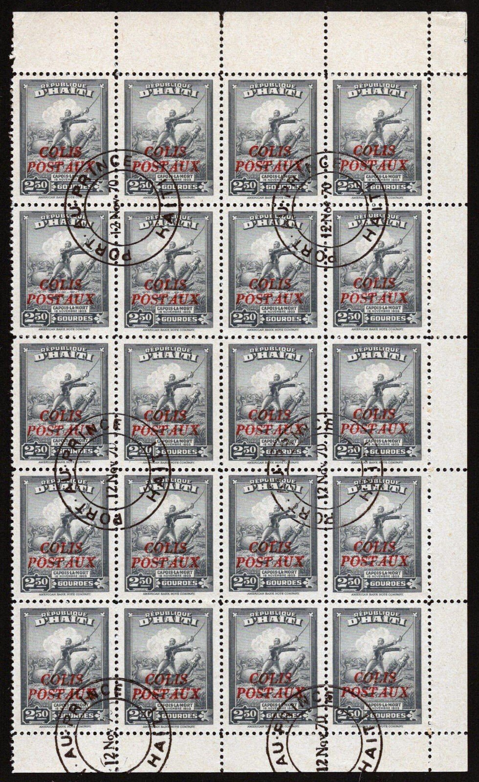 Haiti Q3 Used CTO Partial Sheet of 20 Parcel Post Col F. Capois ZAYIX