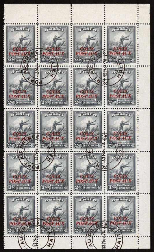 Haiti Q3 Used CTO Partial Sheet of 20 Parcel Post Col F. Capois ZAYIX