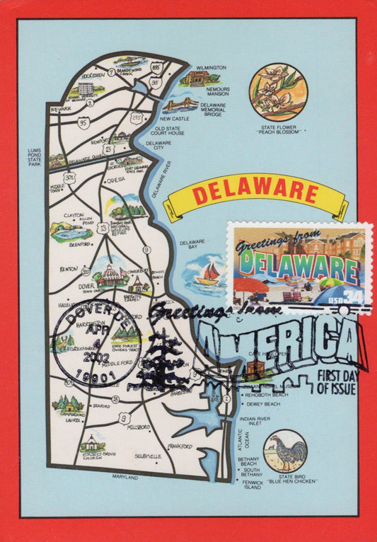 US Maxi Card FDC UA Delaware Statehood, Map of State ZAYIX 0924M0107