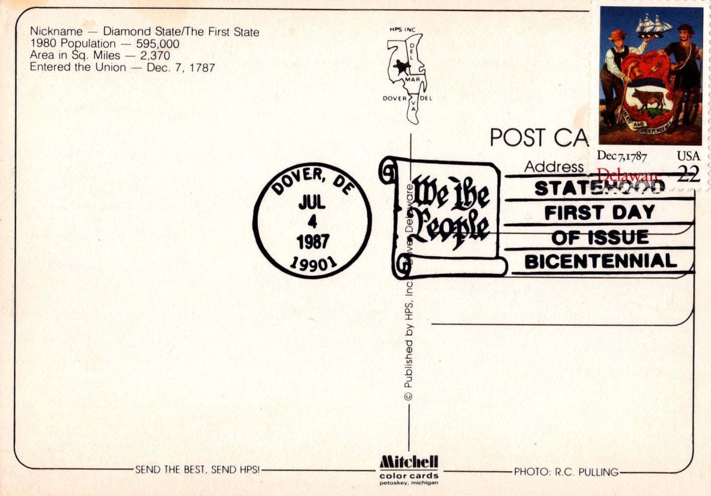 US Maxi Card FDC UA Delaware Statehood, Map of State ZAYIX 0924M0107