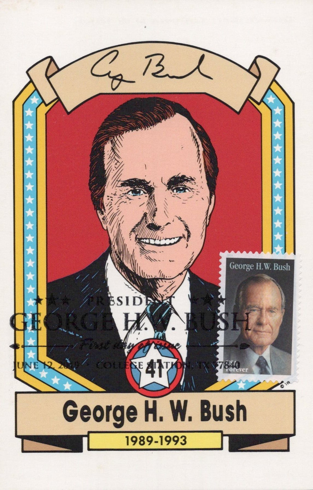 US Maxi Card FDC UA President George H.W. Bush ZAYIX 0924M0191