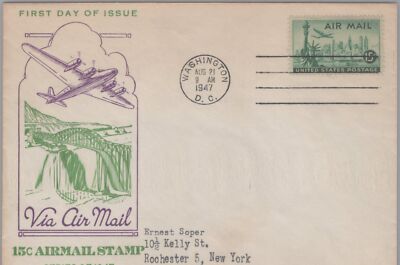 US C35-12 FDC Fidelity Stamp Co. cachet in green & purple ZAYIX 101523USF24