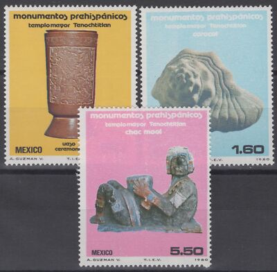 Mexico 1208-1210 MNH Pre-Columbian Art Caracol Chacmool ZAYIX 071422S61M