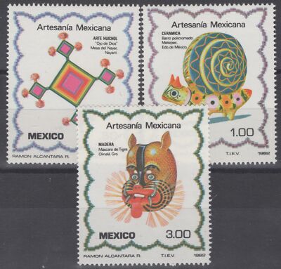 Mexico 1267-1269 MNH Crafts Huichole Art Ceramics Mask ZAYIX 071422S171M