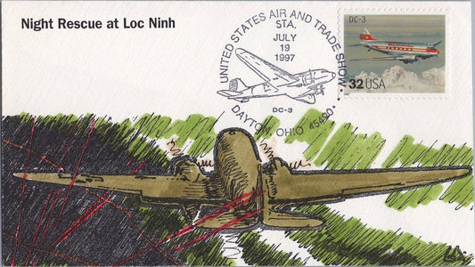 US 3142 FDC Hand-Painted Night Rescue at Loc Ninh GA Cachet DC-3 060922SM82