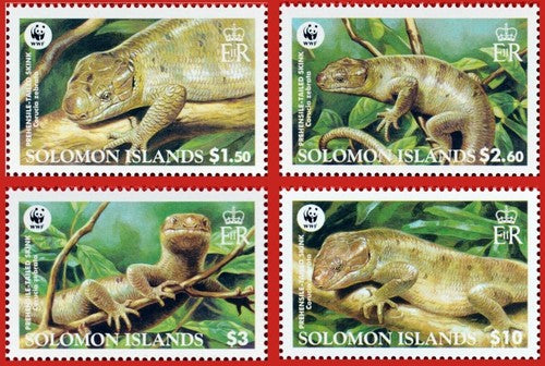 Solomon Islands 1035-1038 MNH Prehensile-Tailed Skinks Lizards ZAYIX 0224S0080aM