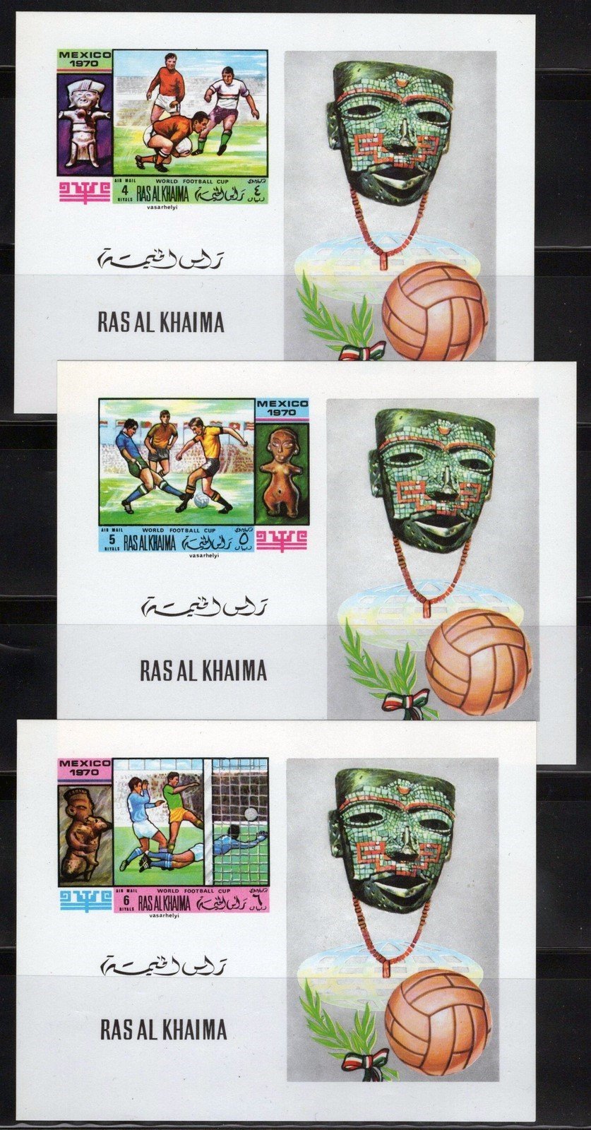 Ras Al Khaimah 354-359 MNH Imperf Deluxe Sheets Sports Football ZAYIX 030523SM48