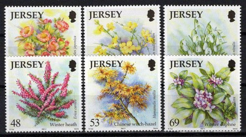 Jersey 1099-1104 MNH Winter Flowers Plants Nature ZAYIX 0524S0036M