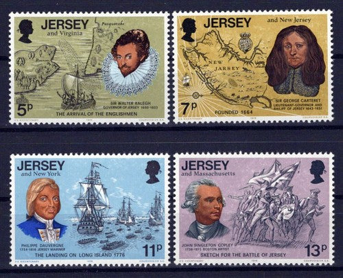 Jersey 160-163 MNH US Bicentennial Sir Walter Raleigh Maps Ships ZAYIX 0524S0038