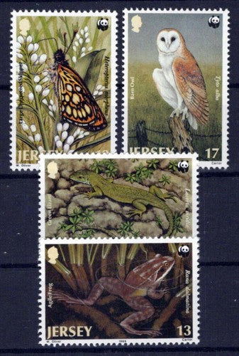 Jersey 507-510 MNH WWF Birds Insects Reptiles Amphibians ZAYIX 0524S0054