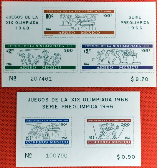 Mexico 975a, C320a MNH 1965 Sports Olympics souvenir sheets ZAYIX 071522SM18M