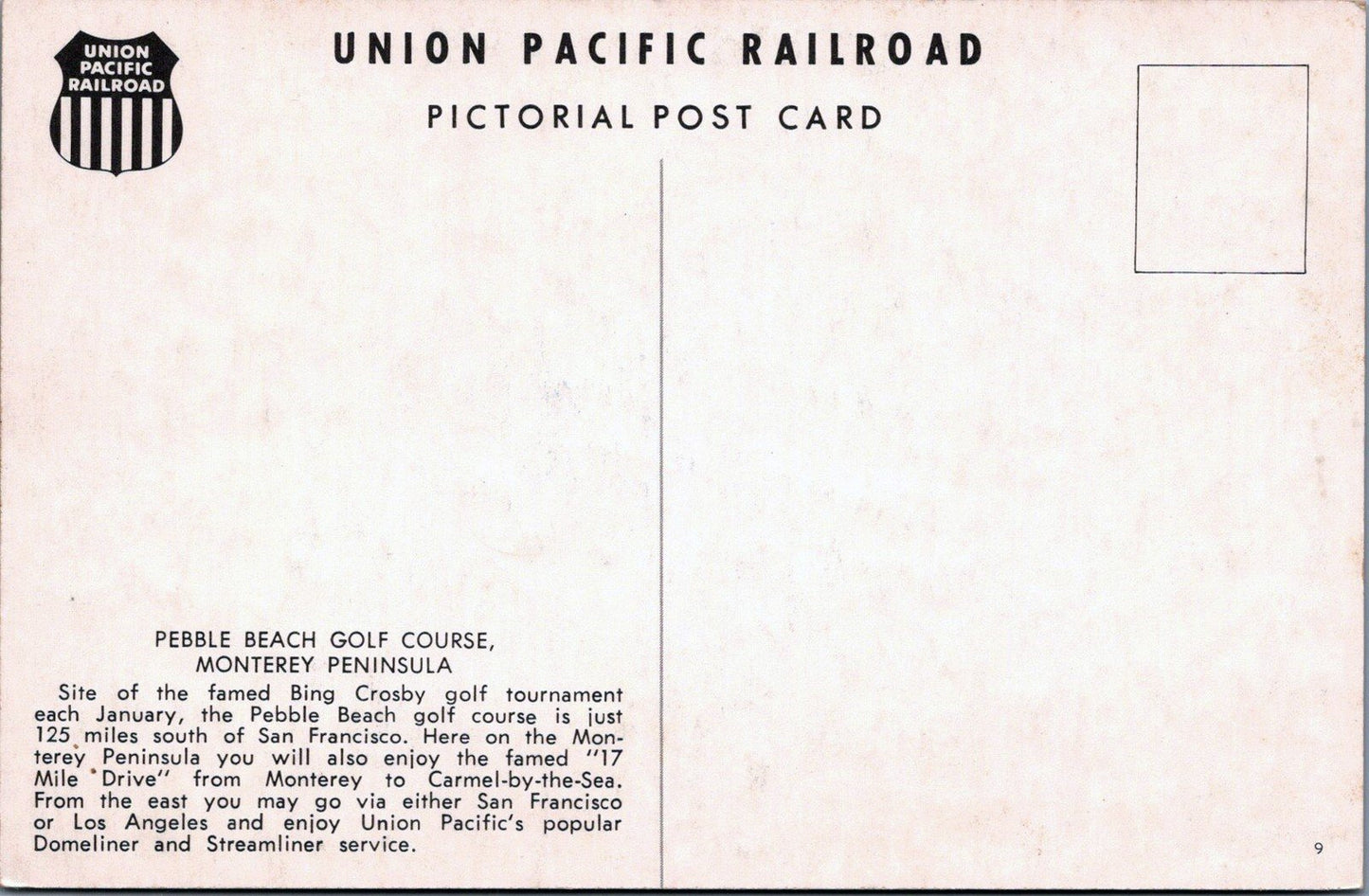 Pebble Beach Golf Course Monterey California Union Pacific Railroad PPC ZAYIX 102022PC80